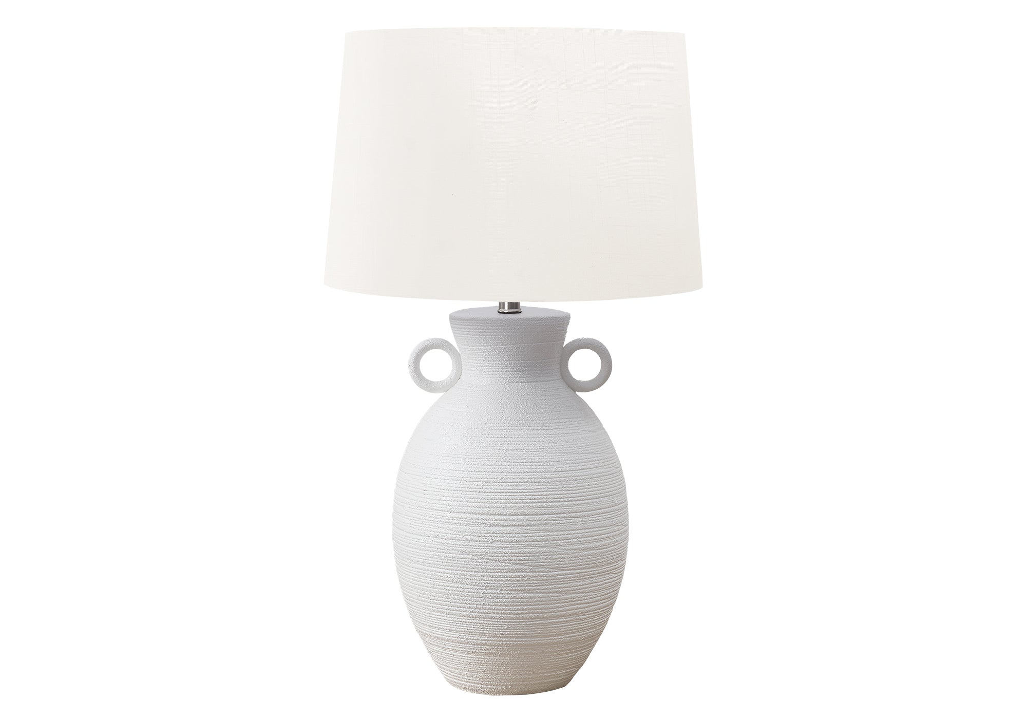 I 9943 - Luminaire, 30''H, Lampe De Table, Céramique Blanche, Abat-jour Ivoire / Crème, Transitionnel - Simple Boutique