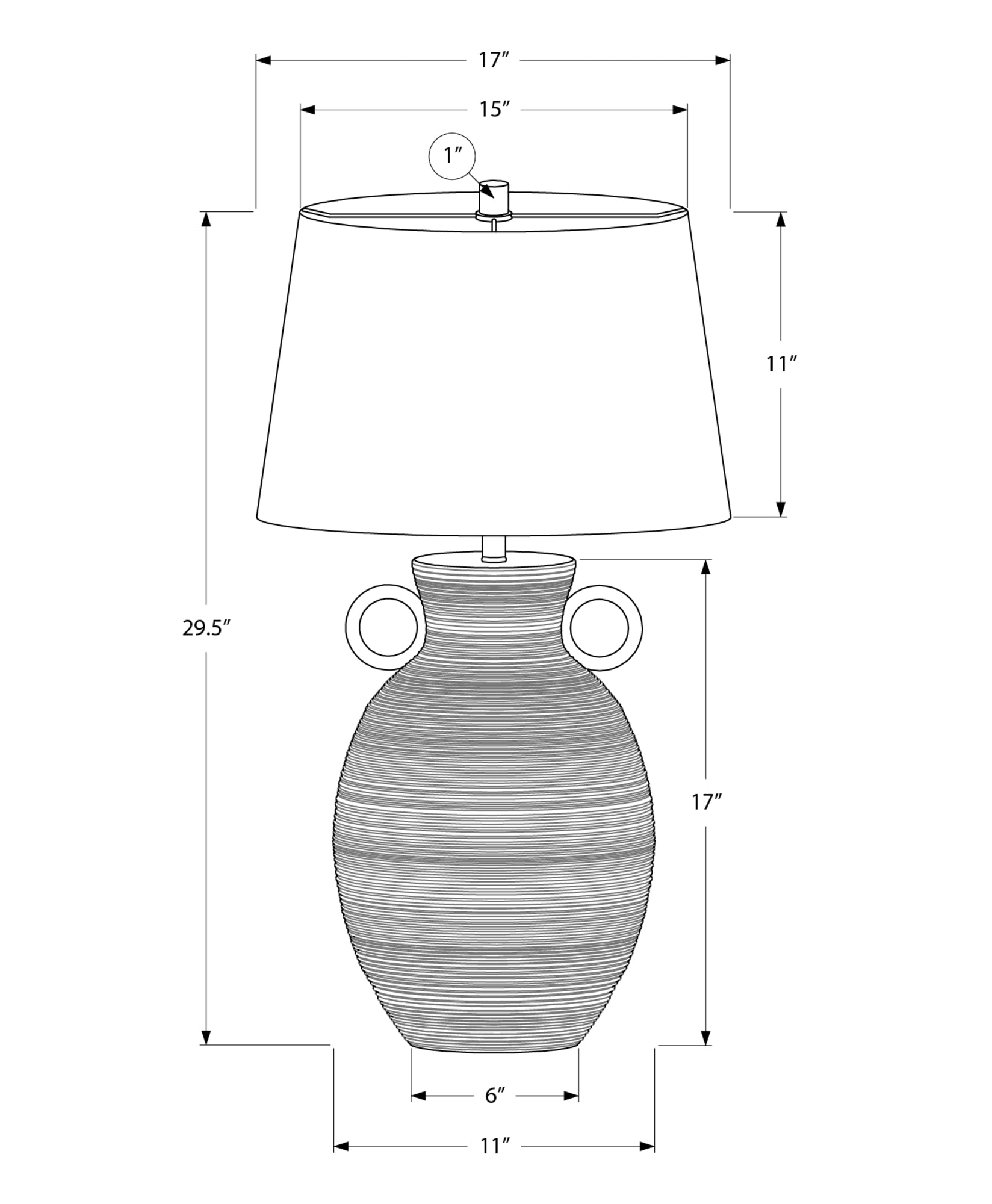 I 9944 - Luminaire, 30''H, Lampe De Table, Céramique Noire, Abat-jour Ivoire / Crème, Transitionnel - Simple Boutique