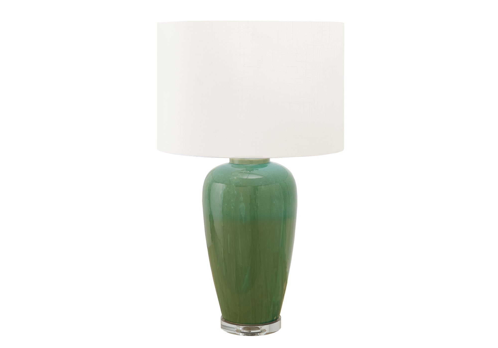 I 9946 - Luminaire, 29''H, Lampe De Table, Céramique Verte, Abat-jour Ivoire / Crème, Contemporain, Moderne - Simple Boutique
