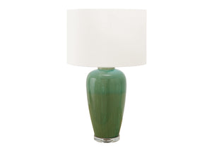 I 9946 - Luminaire, 29''H, Lampe De Table, Céramique Verte, Abat-jour Ivoire / Crème, Contemporain, Moderne - Simple Boutique