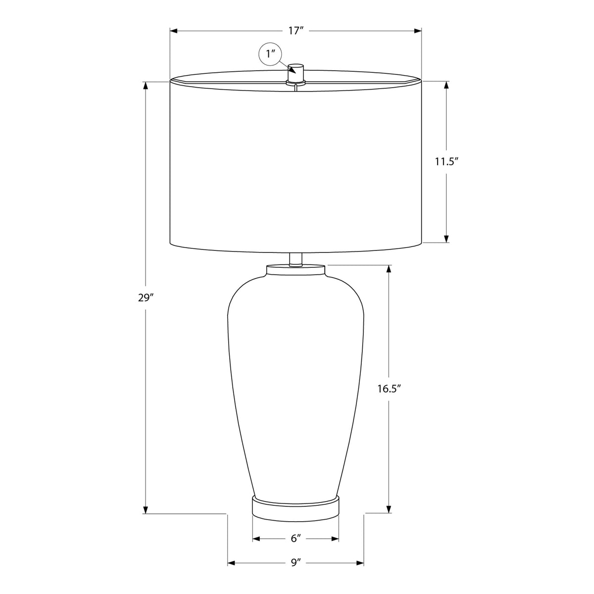 Monarch Specialties I 9947 - Luminaire, 29''H, Lampe De Table, Céramique Bleue, Abat-jour Ivoire / Crème, Contemporain, Moderne - Simple Boutique