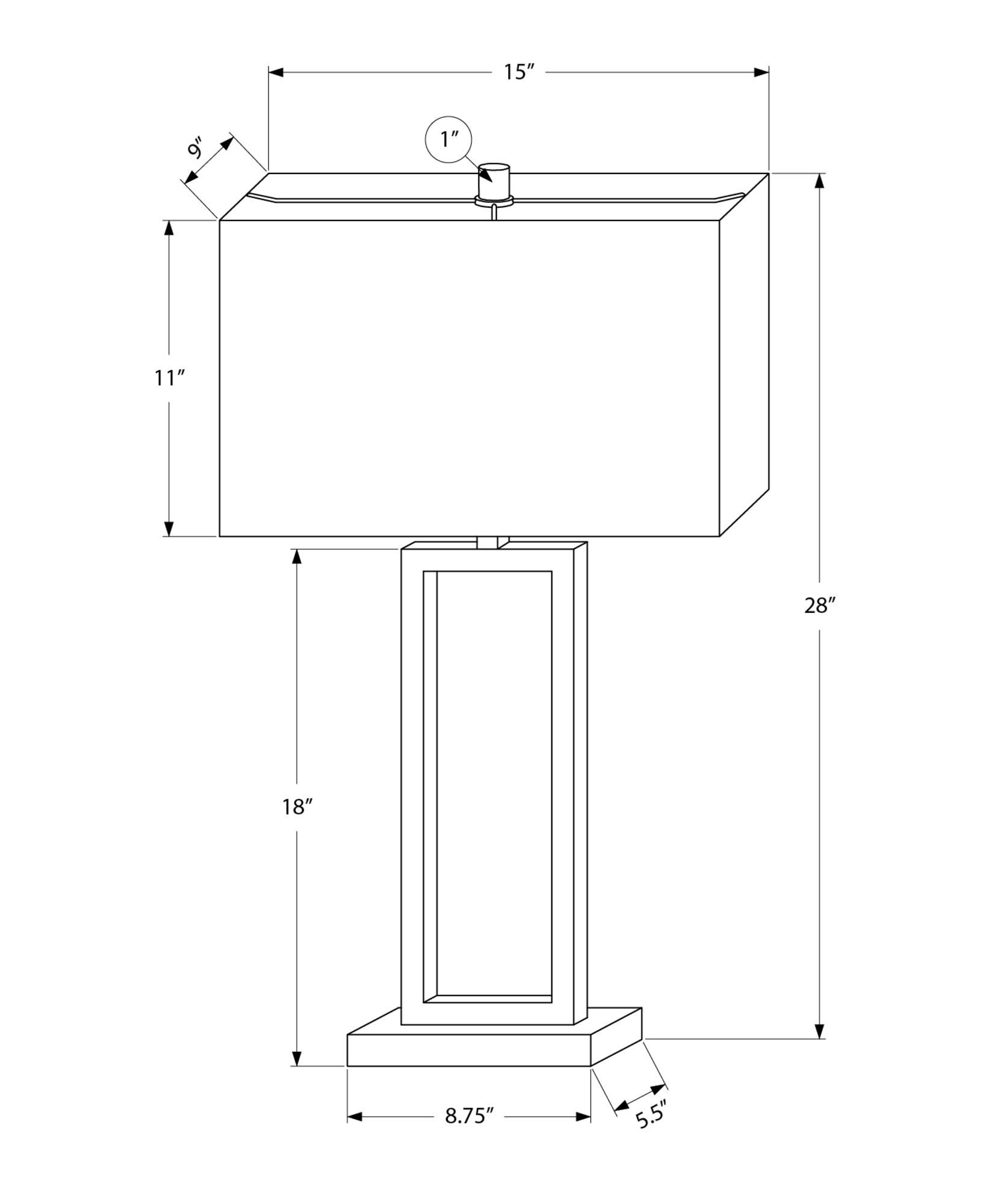 I 9950 - Luminaire, Lampe De Table, Port Usb Inclus, 28''H, Métal Noir, Abat-jour Ivoire / Crème - Simple Boutique