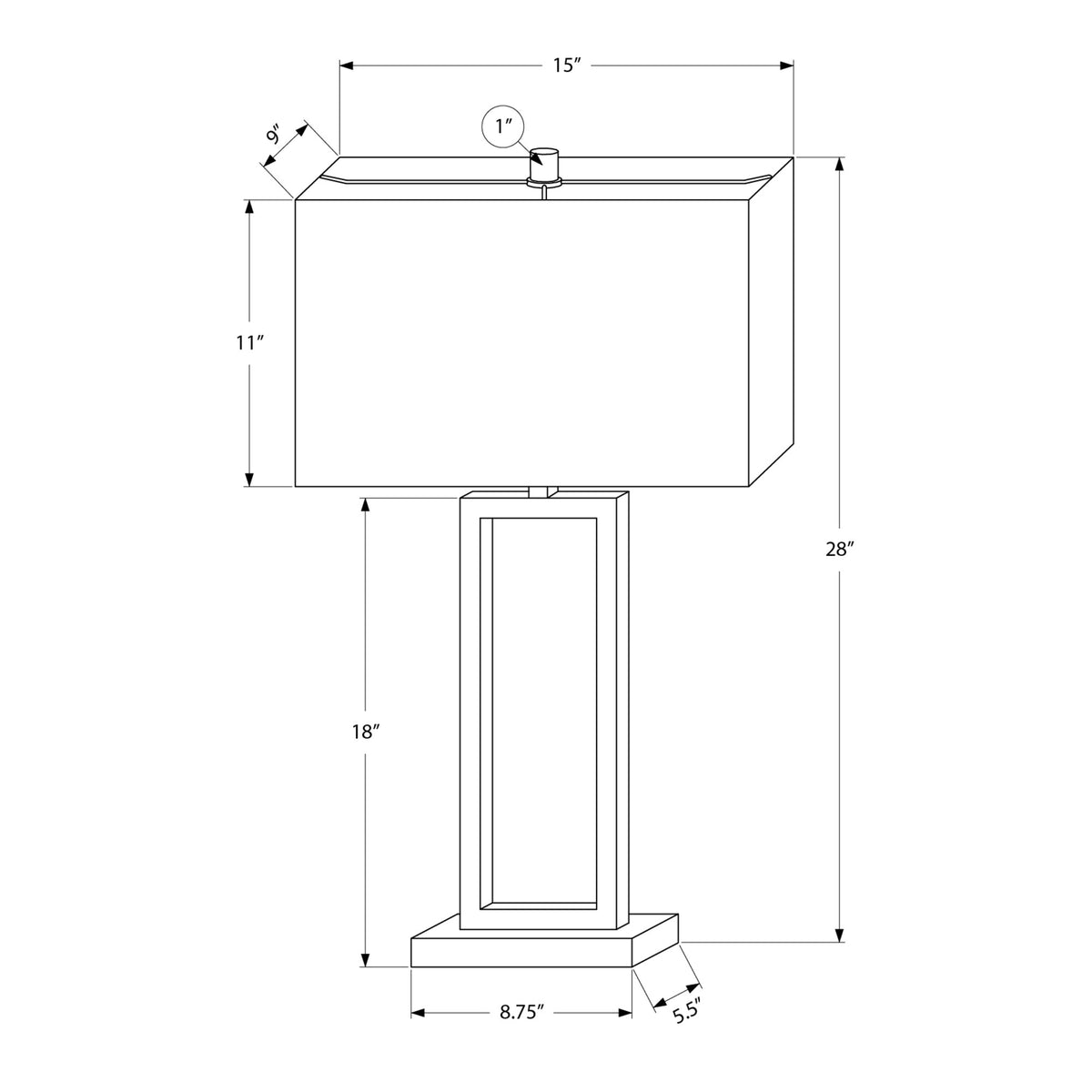 Monarch Specialties I 9950 - Luminaire, Lampe De Table, Port Usb Inclus, 28''H, Métal Noir, Abat-jour Ivoire / Crème - Simple Boutique