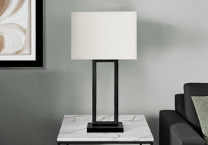 I 9950 - Luminaire, Lampe De Table, Port Usb Inclus, 28''H, Métal Noir, Abat-jour Ivoire / Crème - Simple Boutique