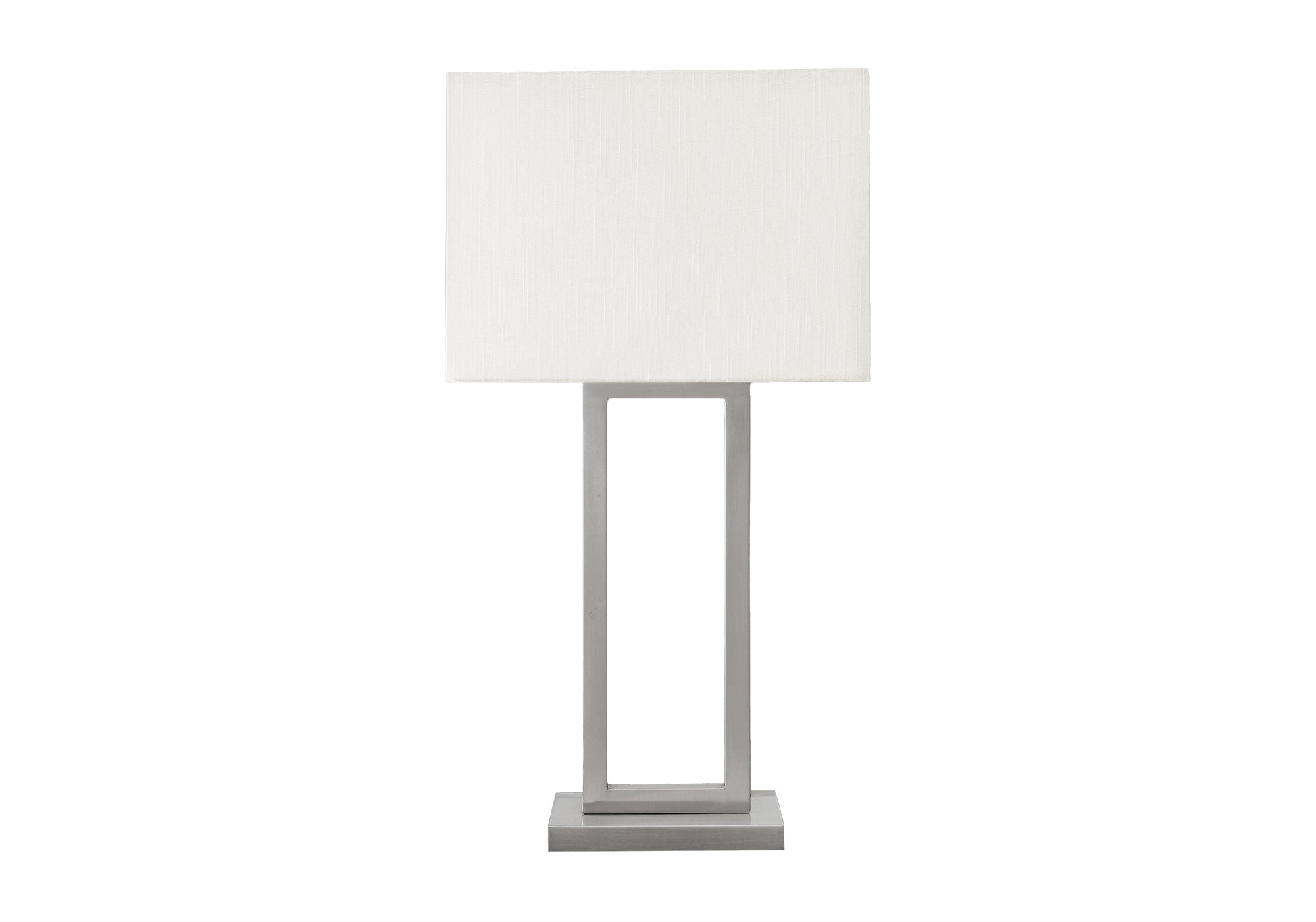 I 9951 - Luminaire, Lampe De Table, Port Usb Inclus, 28''H, Métal Nickelé, Abat-jour Ivoire / Crème, Contemporain, Moderne - Simple Boutique