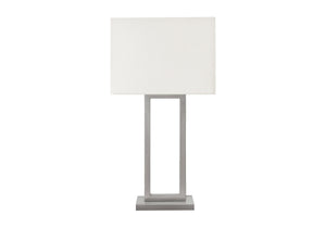 I 9951 - Luminaire, Lampe De Table, Port Usb Inclus, 28''H, Métal Nickelé, Abat-jour Ivoire / Crème, Contemporain, Moderne - Simple Boutique