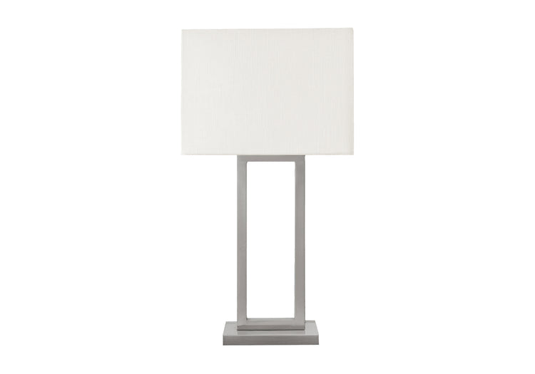 I 9951 - Luminaire, Lampe De Table, Port Usb Inclus, 28''H, Métal Nickelé, Abat-jour Ivoire / Crème, Contemporain, Moderne - Simple Boutique