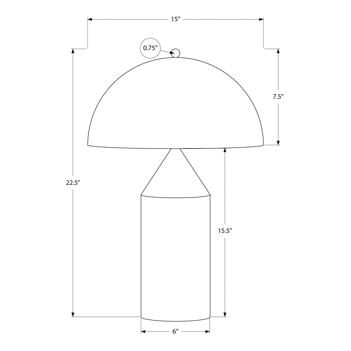 Monarch Specialties I 9952 - Luminaire, Lampe De Table, 23''H, Métal Noir - Simple Boutique