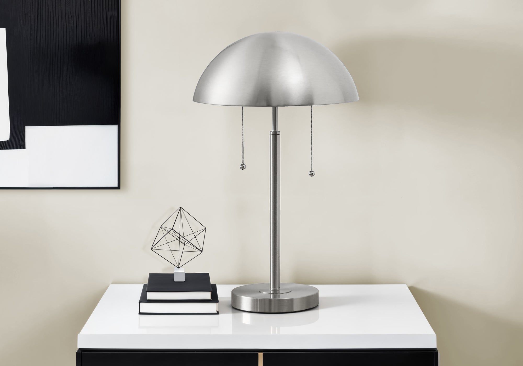 I 9954 - Luminaire, 20''H, Lampe De Table, Métal Argenté, Contemporain, Moderne - Simple Boutique