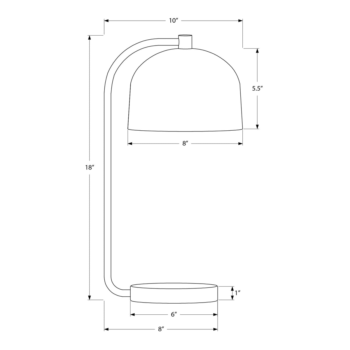 Monarch Specialties I 9955 - Luminaire, 18''H, Lampe De Table, Métal Noir, Métal Argenté, Contemporain - Simple Boutique
