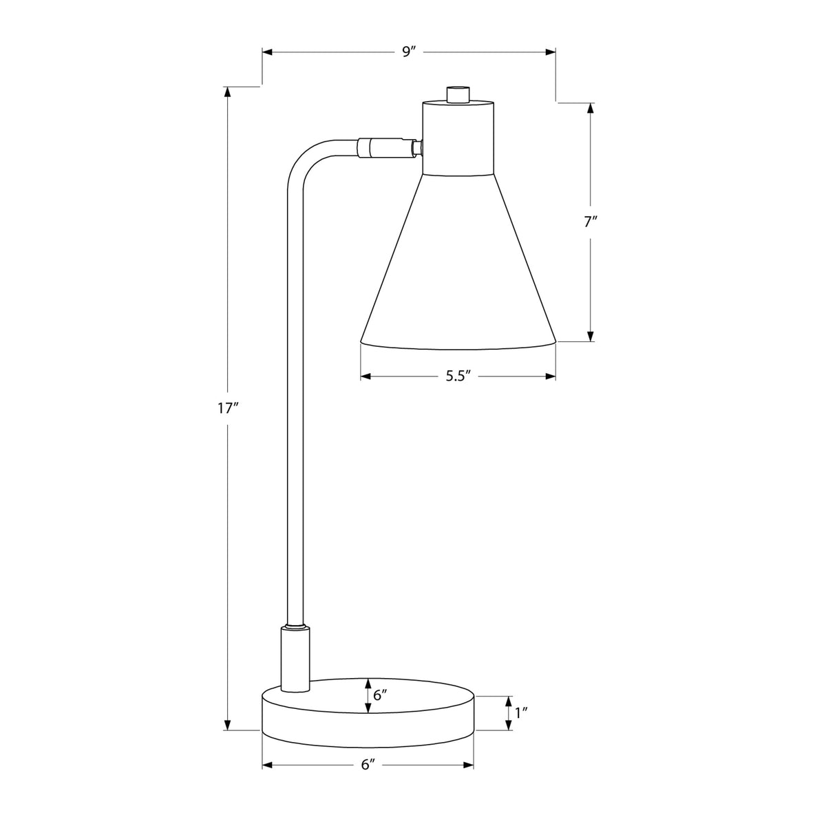Monarch Specialties I 9956 - Luminaire, 17''H, Lampe De Table, Métal Noir, Métal Argenté, Contemporain - Simple Boutique