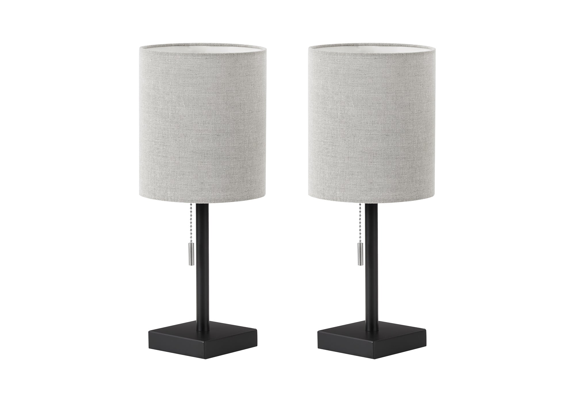 I 9960 - Luminaire, Ensemble De 2, 17''H, Lampe De Table, Port Usb Inclus, Métal Noir, Abat-jour Gris, Contemporain - Simple Boutique