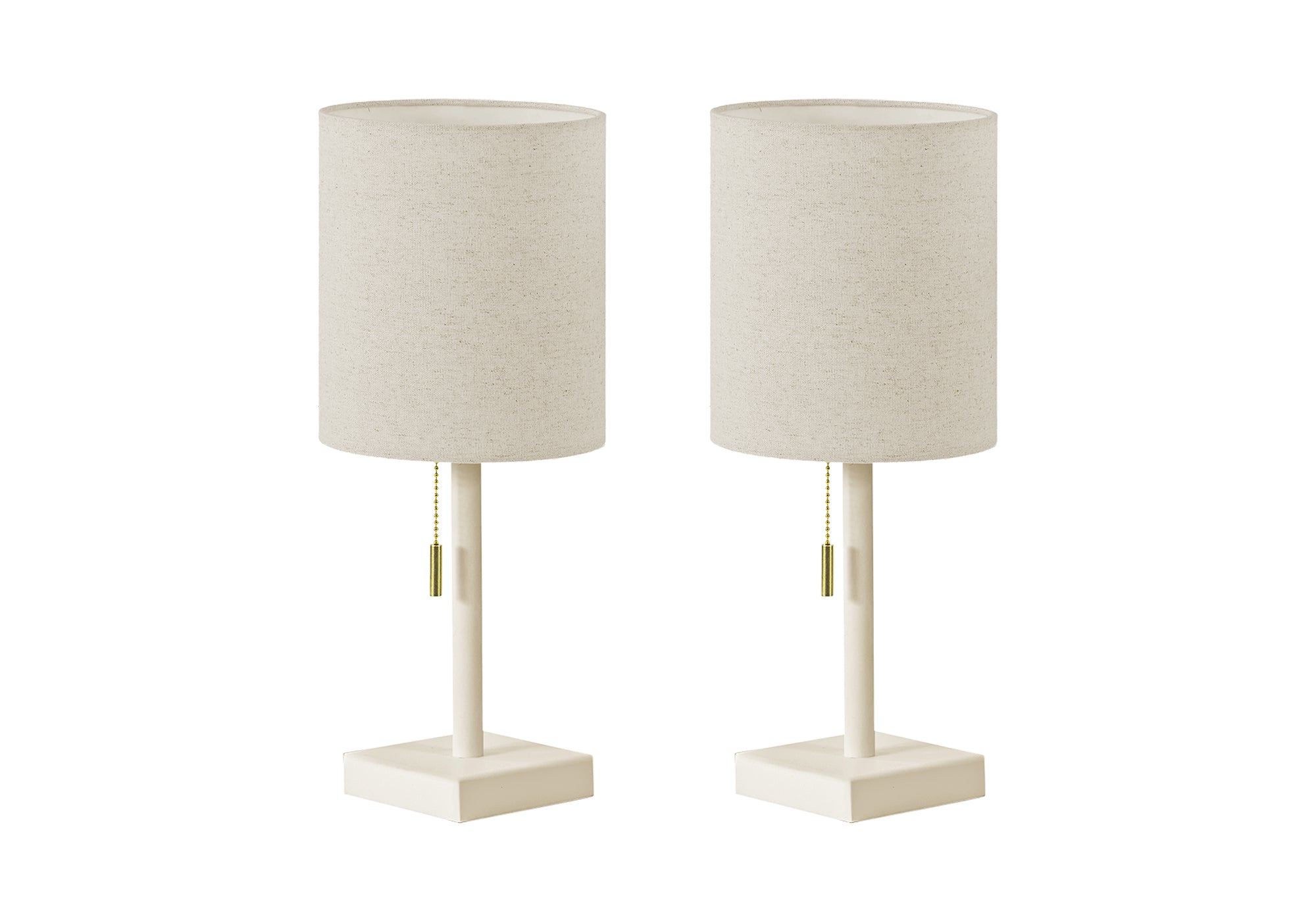 I 9961 - Luminaire, Ensemble De 2, 17''H, Lampe De Table, Port Usb Inclus, Métal Crème, Abat-jour Beige, Contemporain - Simple Boutique