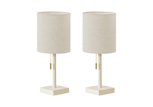 I 9961 - Luminaire, Ensemble De 2, 17''H, Lampe De Table, Port Usb Inclus, Métal Crème, Abat-jour Beige, Contemporain - Simple Boutique