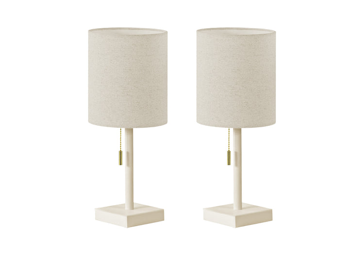 I 9961 - Luminaire, Ensemble De 2, 17''H, Lampe De Table, Port Usb Inclus, Métal Crème, Abat-jour Beige, Contemporain - Simple Boutique