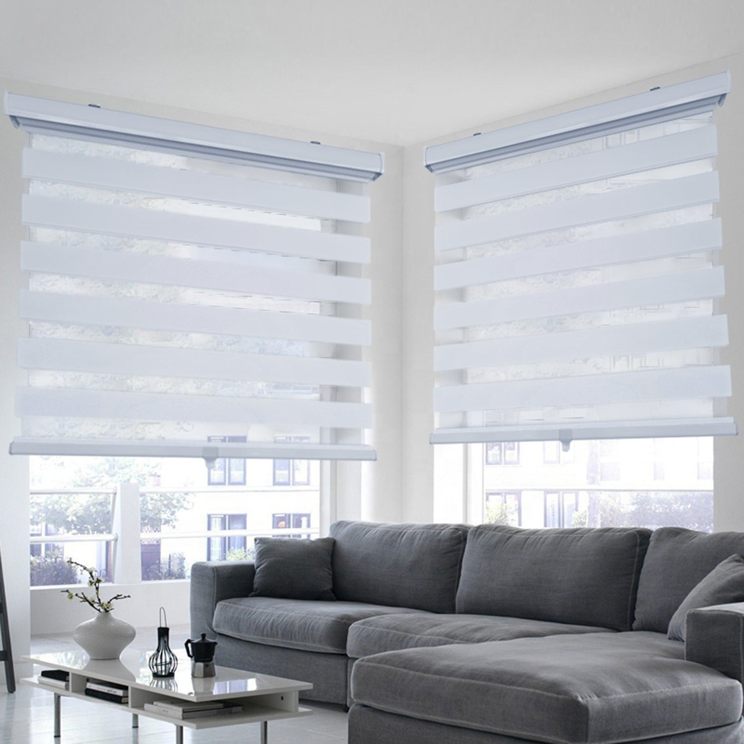 ITY Holly Stone - Store de Fenêtre à Toile Alternée 44" X 84" Sans Cordon, Tissu Occultant, Blanc - Simple Boutique