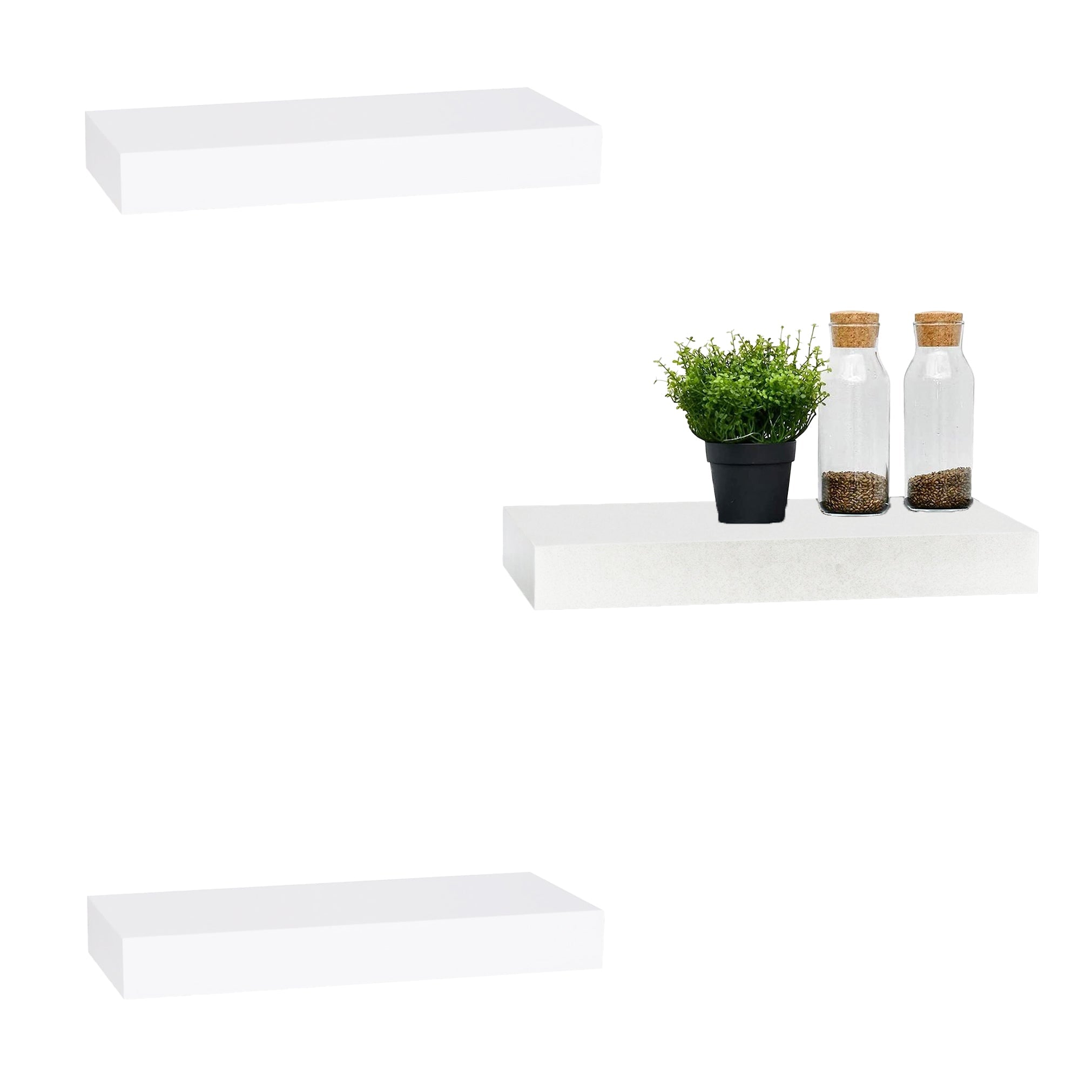 ITY International - Ensemble de 3 Mini Tablette Flottante Mural, 12" x 5.1" x 1.5", Blanc - Simple Boutique