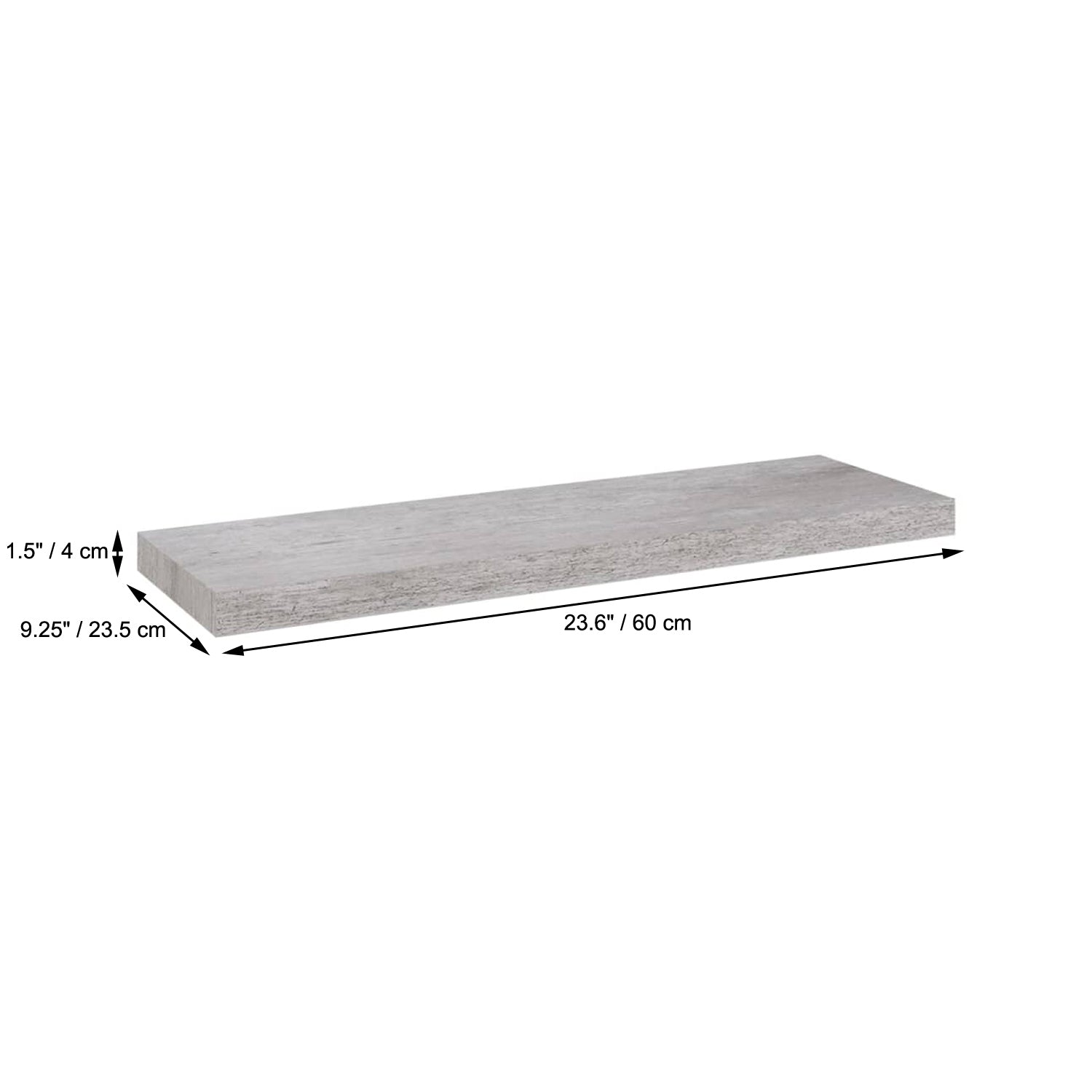 ITY International - Ensemble de 3 Tablette Flottante Mural, 23.6" x 9.25" x 1.5", Ciment - Simple Boutique