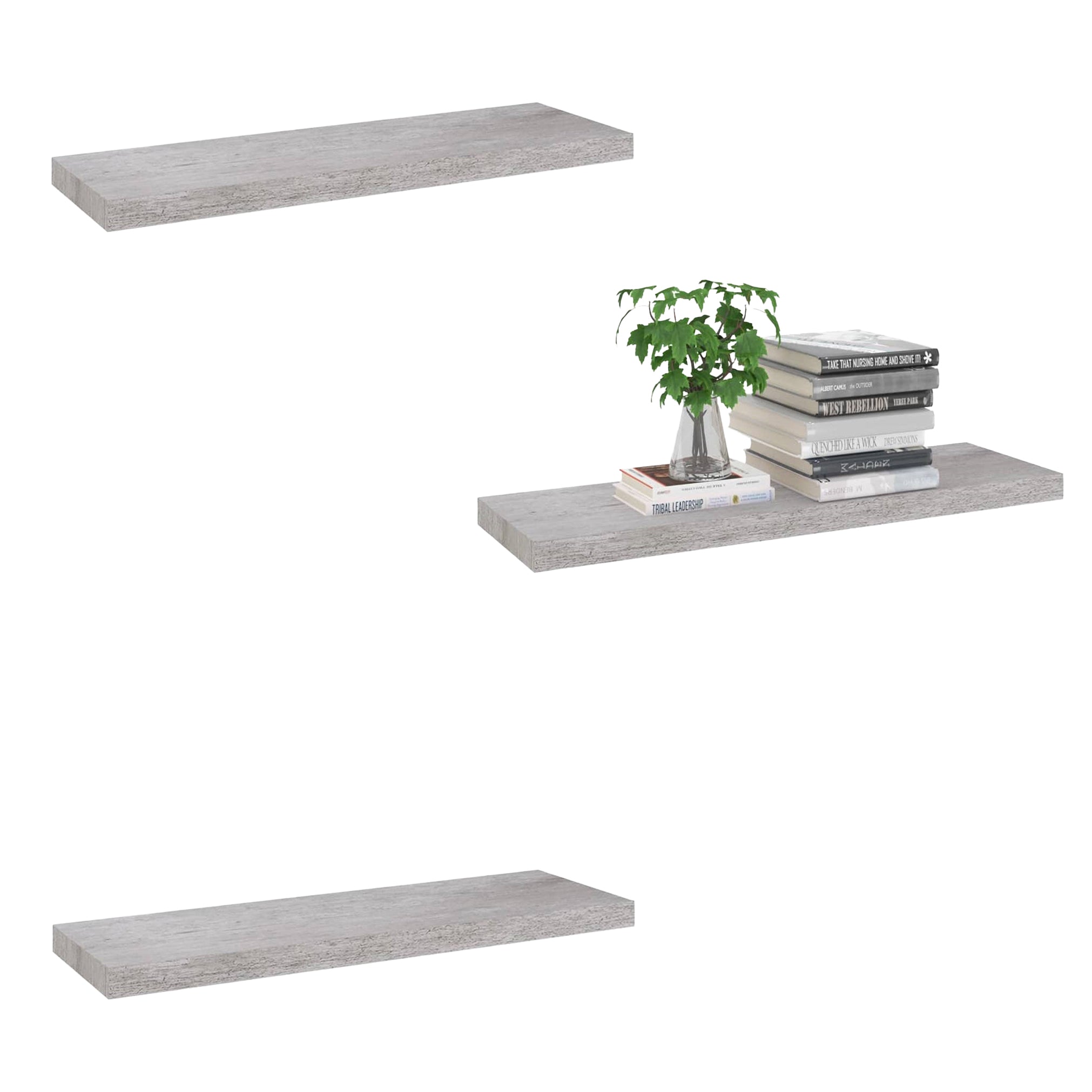 ITY International - Ensemble de 3 Tablette Flottante Mural, 23.6" x 9.25" x 1.5", Ciment - Simple Boutique
