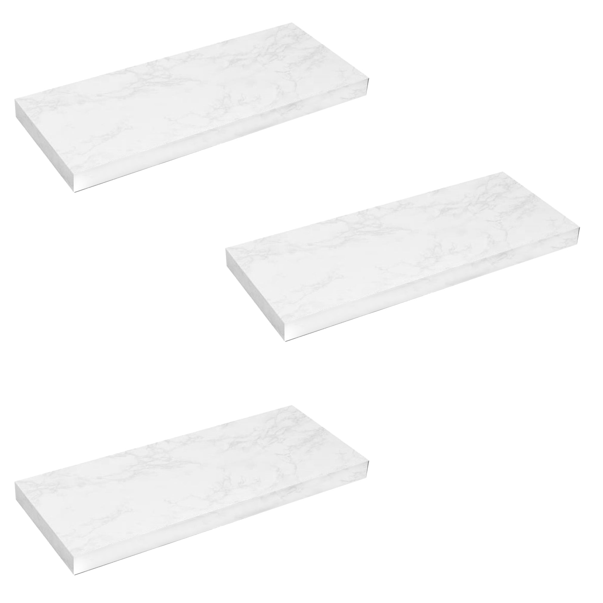 ITY International - Ensemble de 3 Tablette Flottante Mural, 23.6" x 9.25" x 1.5", Marbre Blanc - Simple Boutique