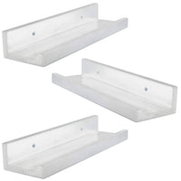 ITY International - Ensemble de 3 Tablettes Mural avec Rebord Surélevé, 27.55"x3.75"x2", Blanc - Simple Boutique