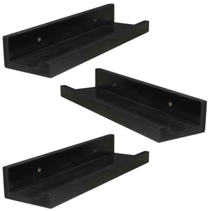 ITY International - Ensemble de 3 Tablettes Mural avec Rebord Surélevé, 47.25"x3.75"x2", Noir - Simple Boutique