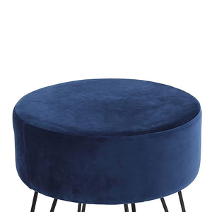 ITY International - Pouf en Velours avec Base en Métal, 14.5'' x 15.7'', Bleu - Simple Boutique