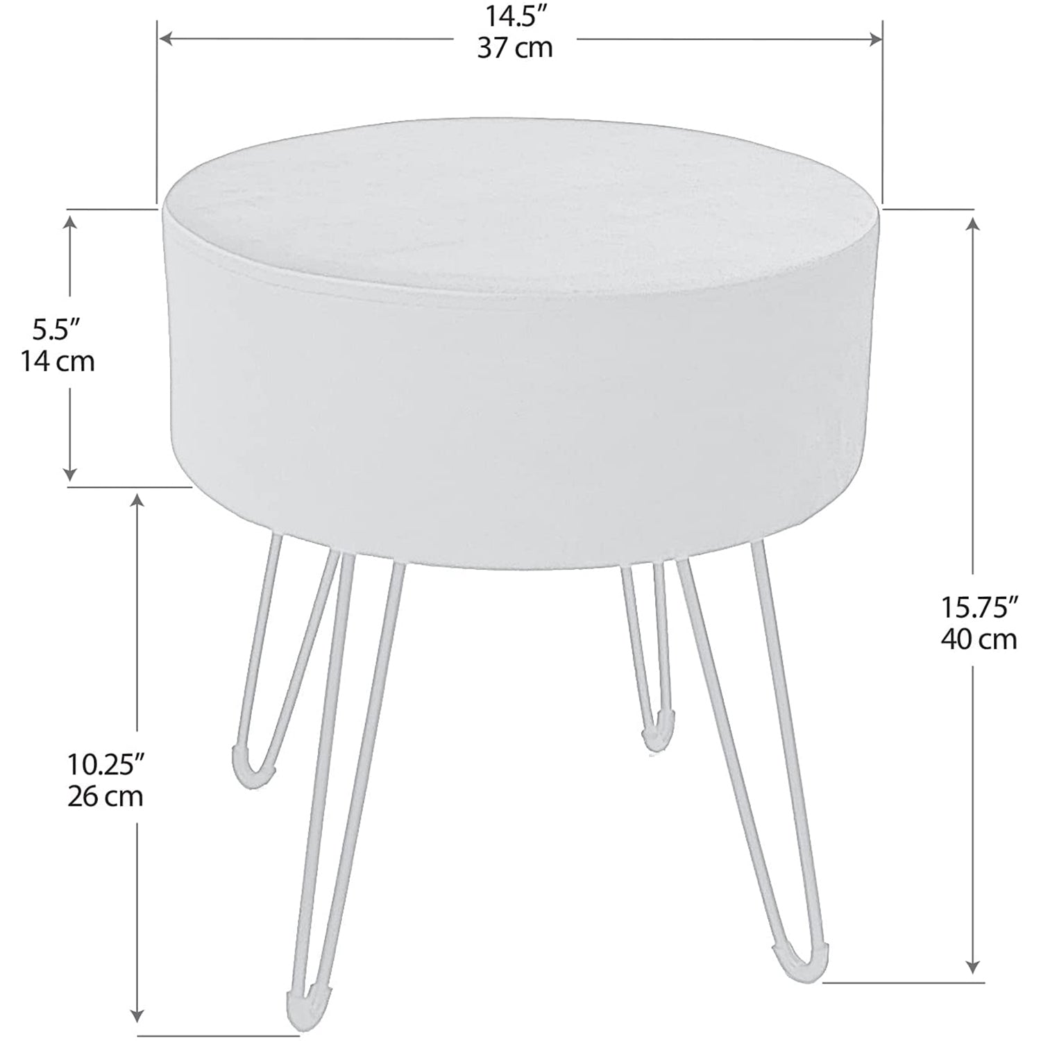 ITY International - Pouf en Velours avec Base en Métal, 14.5'' x 15.7'', Bleu - Simple Boutique