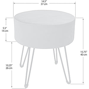 ITY International - Pouf en Velours avec Base en Métal, 14.5'' x 15.7'', Bleu - Simple Boutique
