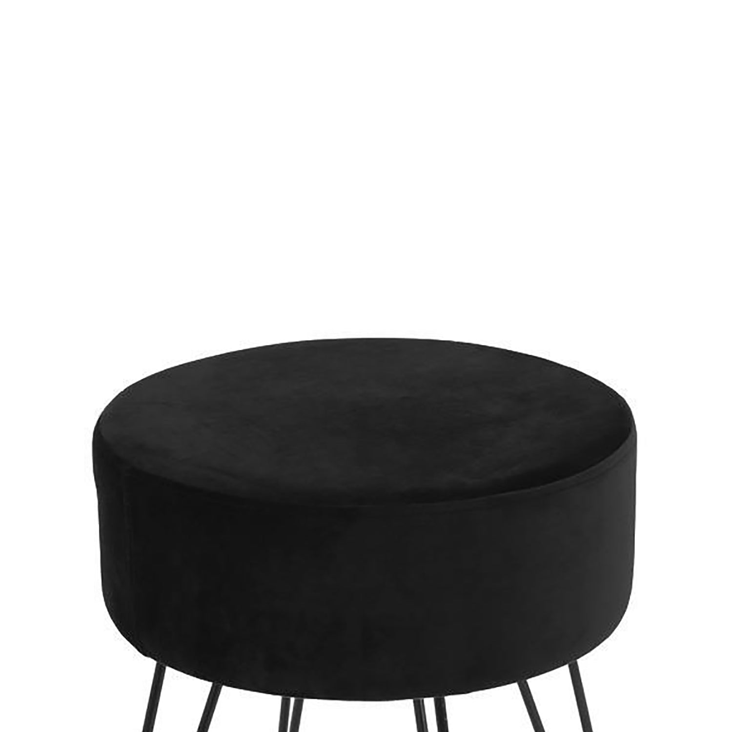 ITY International - Pouf en Velours avec Base en Métal, 14.5'' x 15.7'', Noir - Simple Boutique