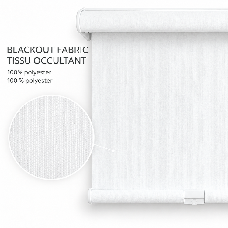 ITY Oliver Stone - Store de Fenêtre à Rouleau 22" X 84" Sans Cordon, Tissu Occultant en Polyester, Blanc - Simple Boutique