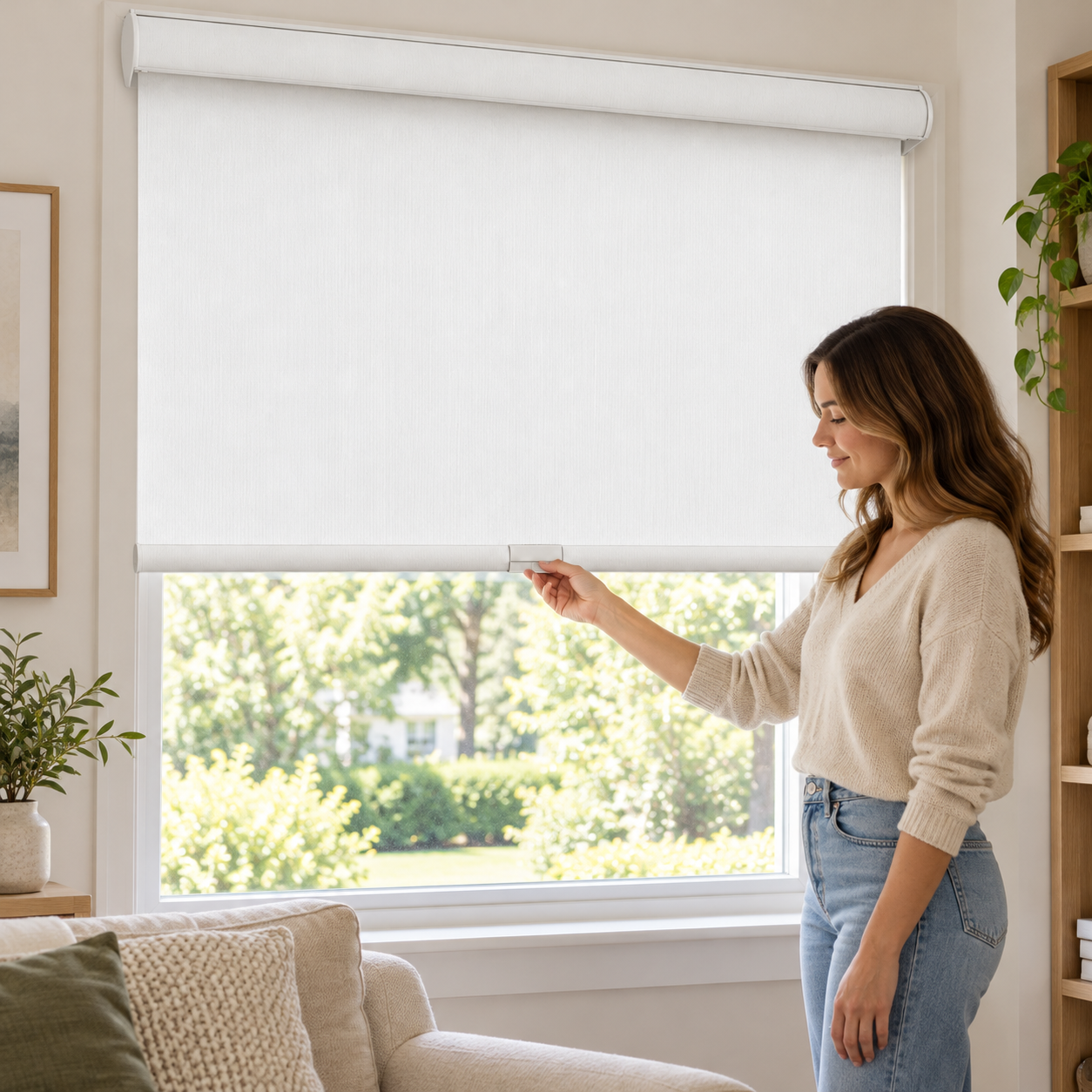 ITY Oliver Stone - Store de Fenêtre à Rouleau 22" X 84" Sans Cordon, Tissu Occultant en Polyester, Blanc - Simple Boutique