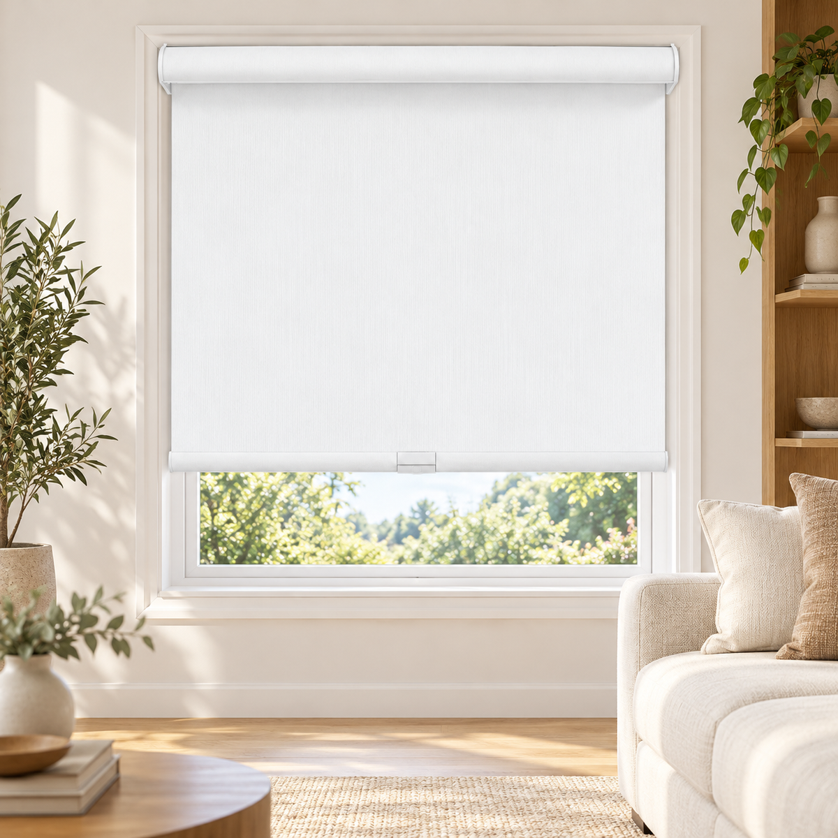 ITY Oliver Stone - Store de Fenêtre à Rouleau 22" X 84" Sans Cordon, Tissu Occultant en Polyester, Blanc - Simple Boutique