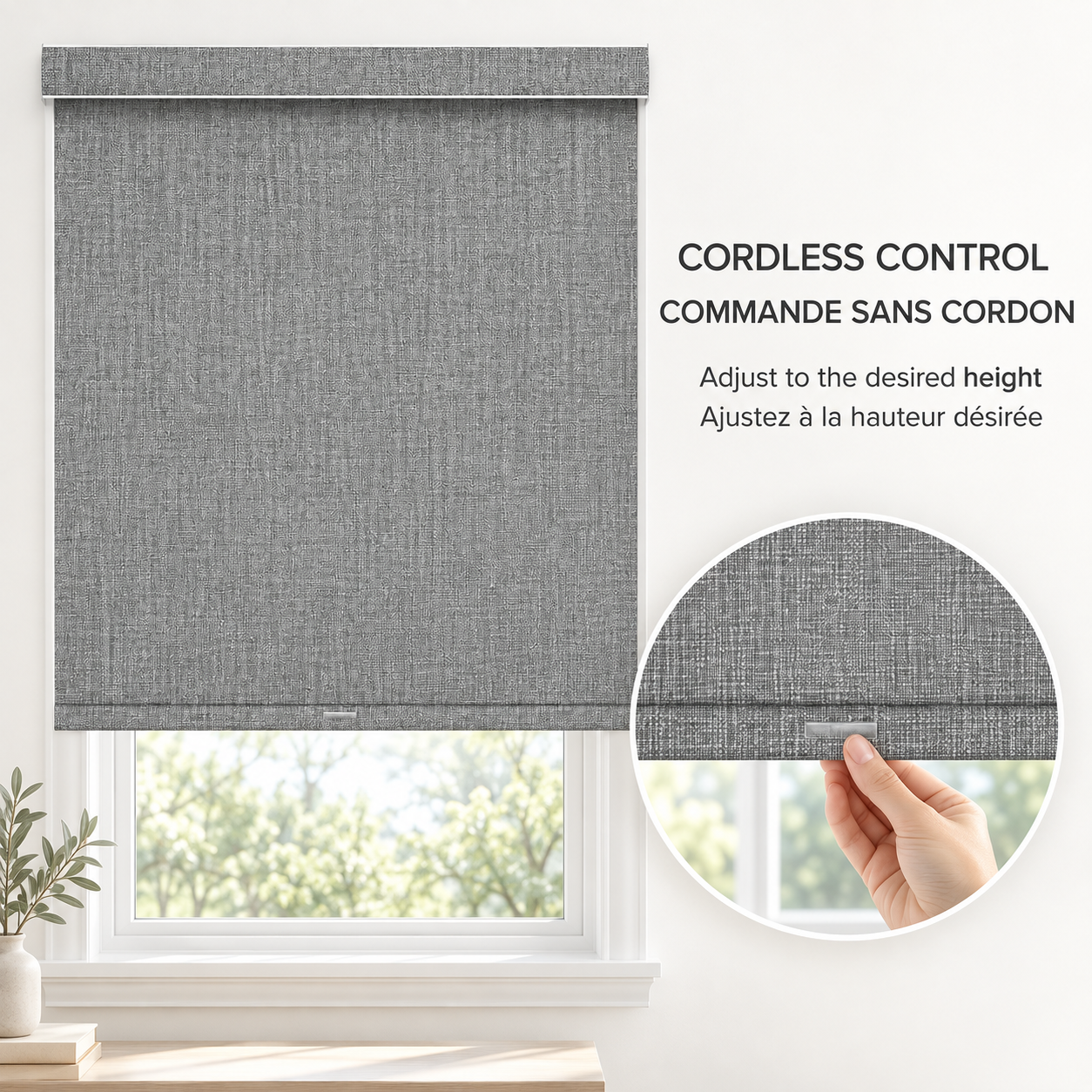 ITY Oliver Stone - Store de Fenêtre à Rouleau 22" X 84" Sans Cordon, Tissu Occultant en Polyester, Gris - Simple Boutique