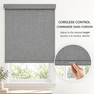 ITY Oliver Stone - Store de Fenêtre à Rouleau 22" X 84" Sans Cordon, Tissu Occultant en Polyester, Gris - Simple Boutique