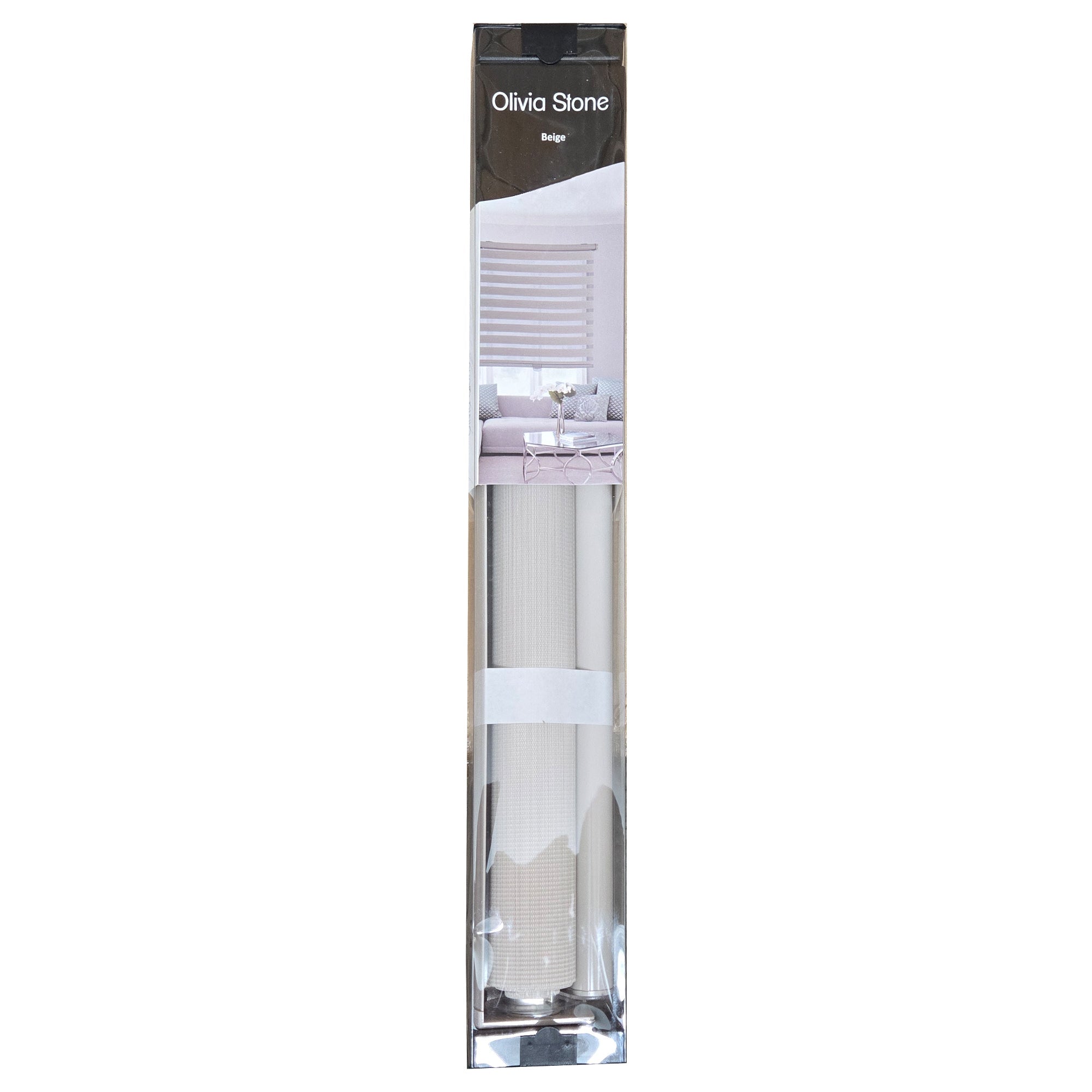 ITY Olivia Stone - Store de Fenêtre à Toile Alternée 22" X 84" Sans Cordon Beige - Simple Boutique
