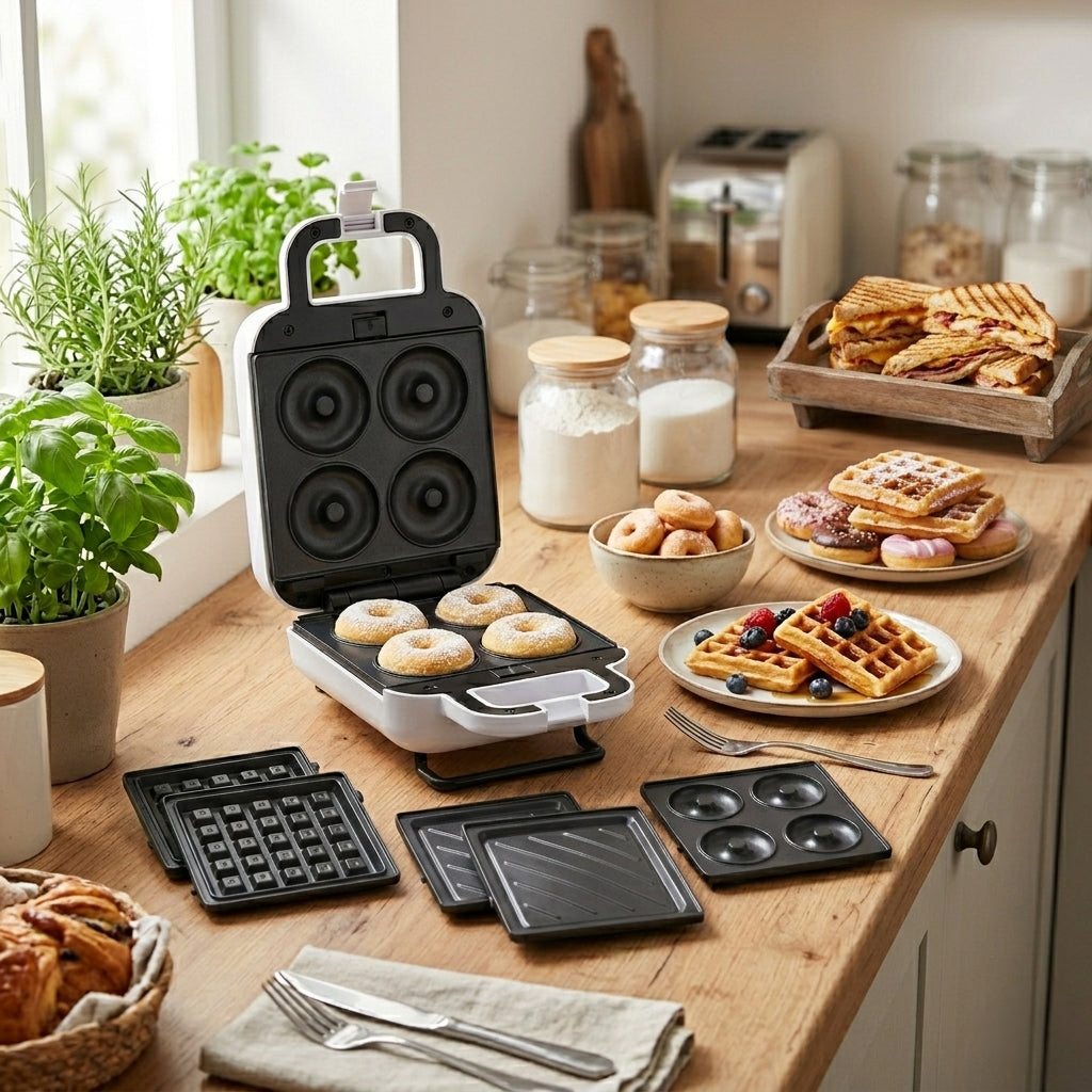 JS Gourmet Appareil 3 en 1 Baker's Treat - beignets, gaufres et sandwichs - Simple Boutique