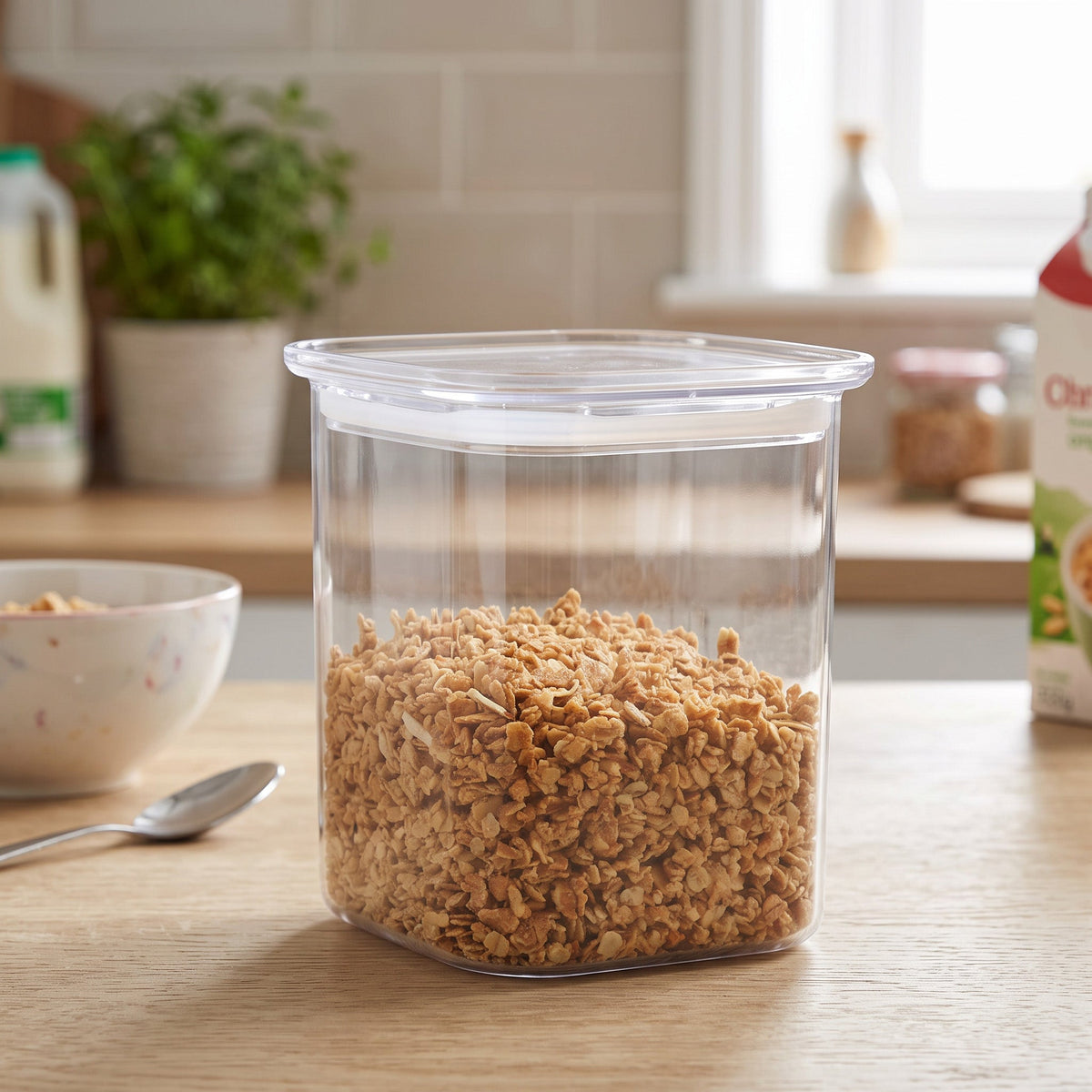 JS Gourmet Bocal en verre borosilicate carré, à rayures larges, 850 ml - Simple Boutique