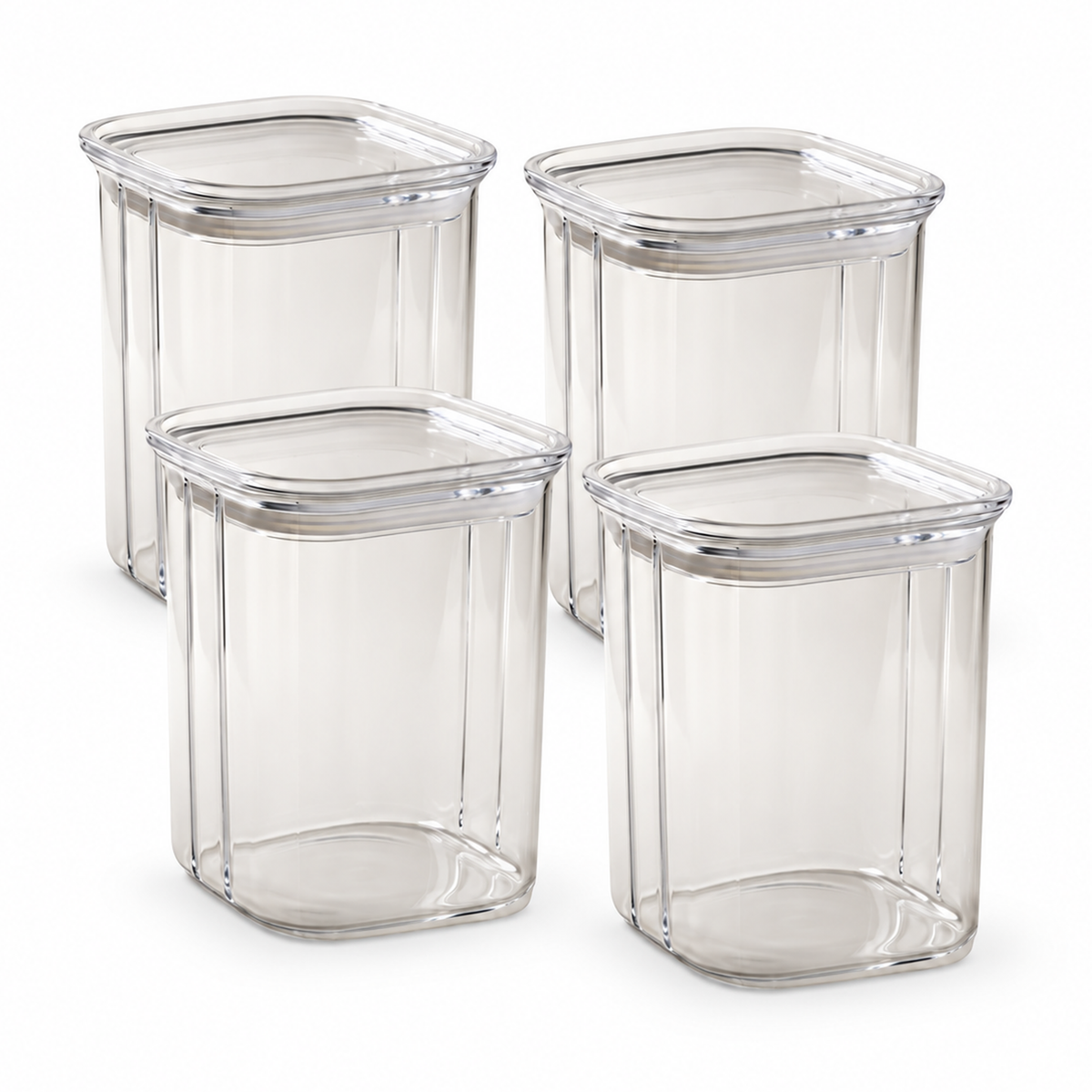 JS Gourmet Bocal en verre borosilicate carré, à rayures larges, 850 ml - Lot de 4 - Simple Boutique