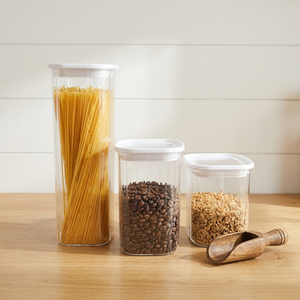 JS Gourmet Bocaux carrés en verre borosilicaté à larges rayures (3 pièces) - Simple Boutique