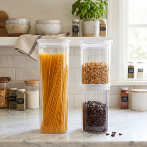 JS Gourmet Bocaux carrés en verre borosilicaté à larges rayures (3 pièces) - Simple Boutique