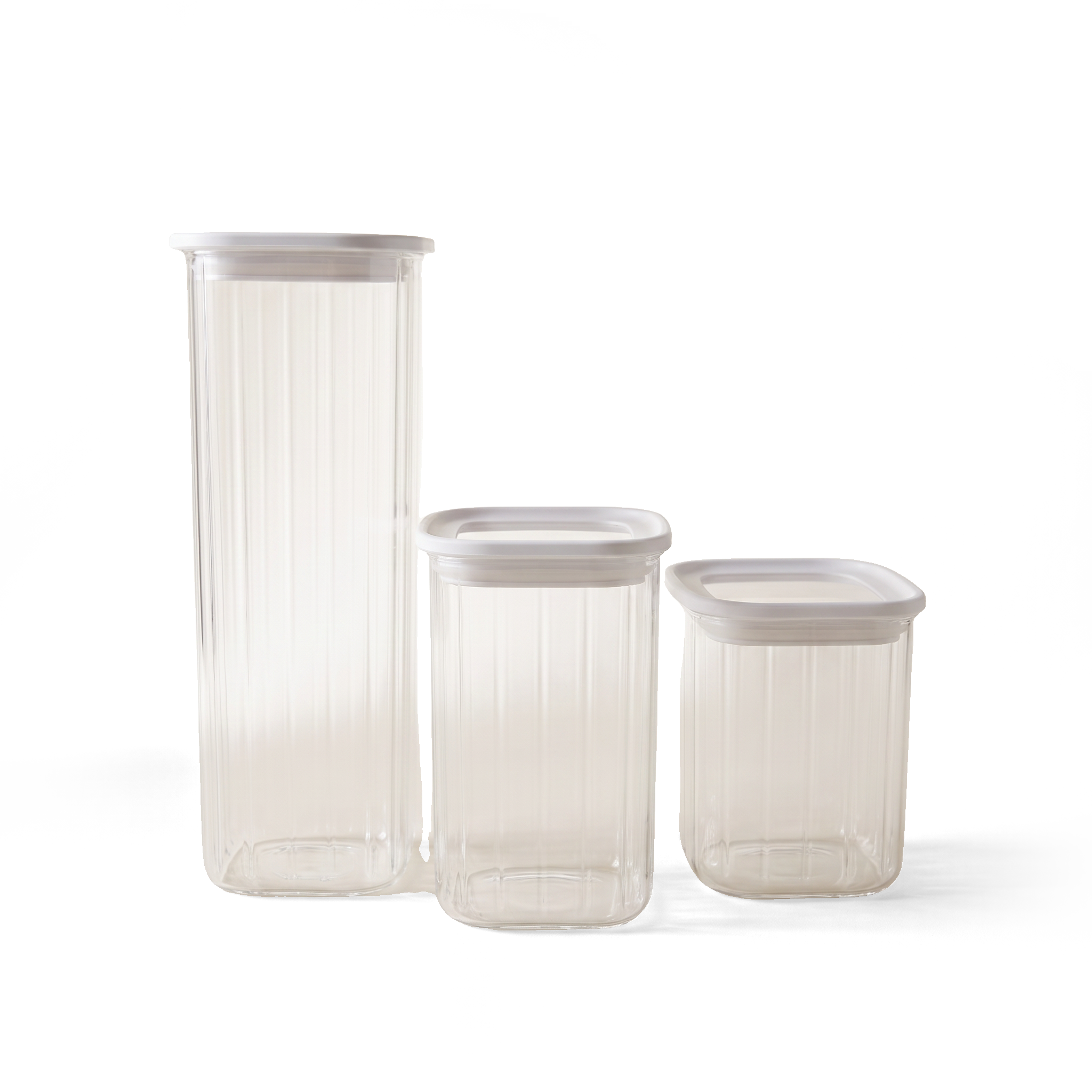 JS Gourmet Bocaux carrés en verre borosilicaté à larges rayures (3 pièces) - Simple Boutique