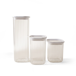 JS Gourmet Bocaux carrés en verre borosilicaté à larges rayures (3 pièces) - Simple Boutique