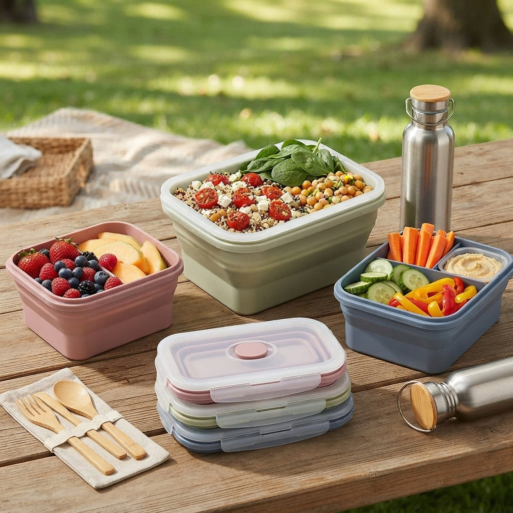 JS Gourmet Boîte à déjeuner pliable en silicone, Lot de 4 - Simple Boutique