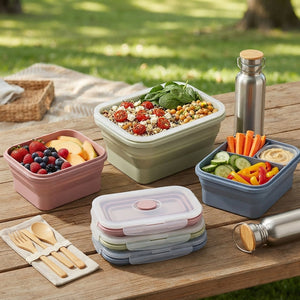 JS Gourmet Boîte à déjeuner pliable en silicone, lot de 4 - Simple Boutique