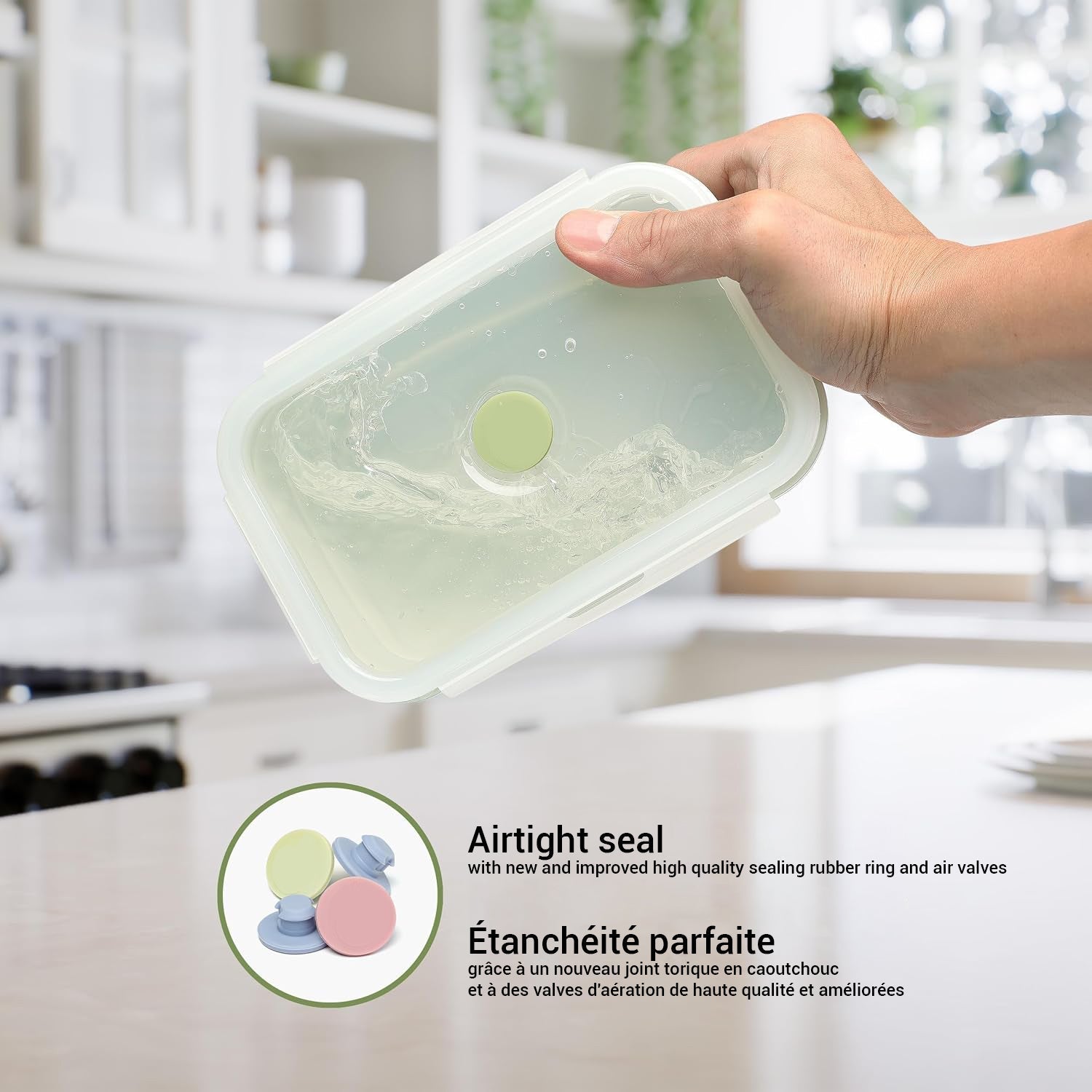 JS Gourmet Boîte à déjeuner pliable en silicone, lot de 4 - Simple Boutique