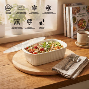 JS Gourmet Boîte de conservation en céramique blanche avec aération, indicateur de date et couvercle hermétique. - Simple Boutique