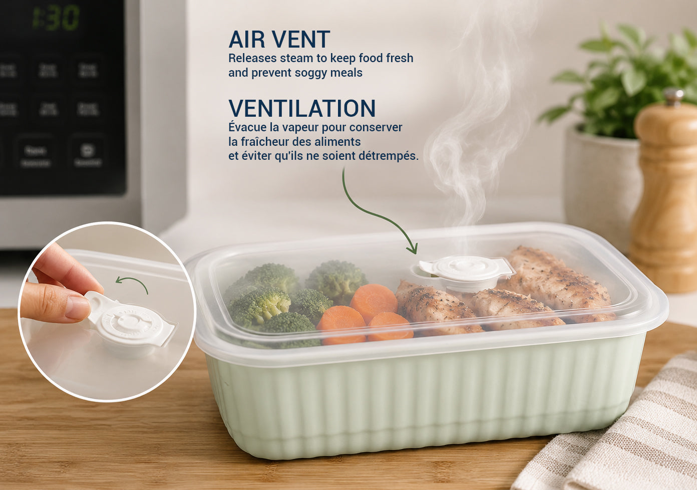 JS Gourmet Boîte de conservation en céramique verte avec aération, indicateur de date et couvercle hermétique. - Simple Boutique