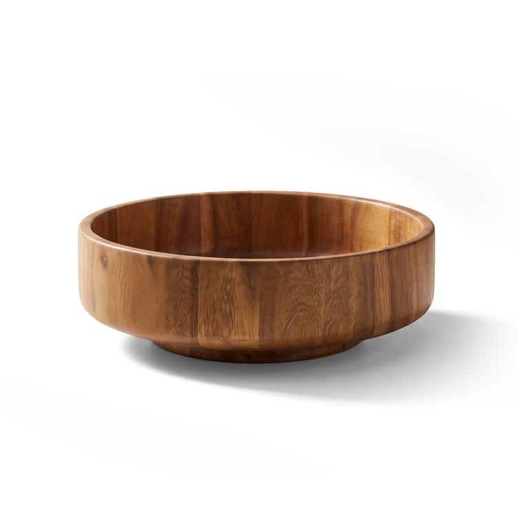 JS Gourmet Bol en bois d'acacia avec piédestal — 30 cm de diamètre - Simple Boutique