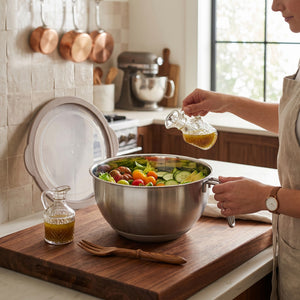 JS Gourmet Bol mélangeur en inox 3 L avec poignée et couvercle hermétique - Simple Boutique